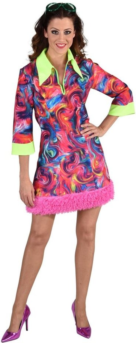 Jaren 80 & 90 Kostuum | Funky Aquarel Jaren 70 | Vrouw | XXL | Carnaval kostuum | Verkleedkleding